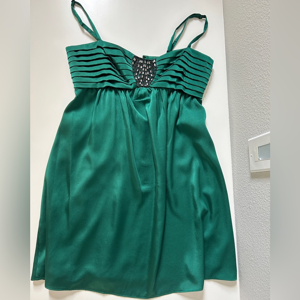 NWT Emerald Beaded Satin Dress